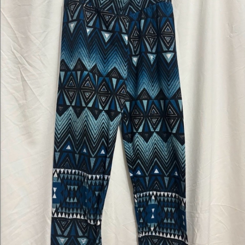 Geometric Patterned Blue Pants - image 1